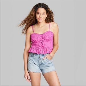 Women’s Wild Fable Pink Top with Eyelet Pattern XS